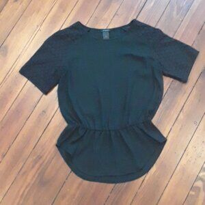 NWT 🌹 Ann Taylor Black Eyelet Blouse Size XS